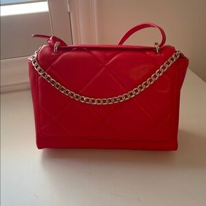 Red Quilted Chain Shoulder Bag
